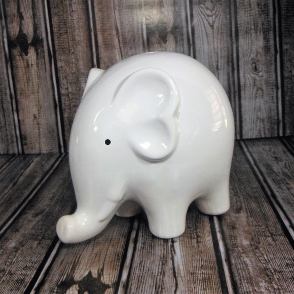 Other - White Ceramic Elephant Piggy Bank